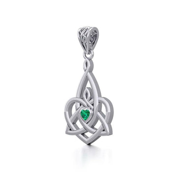 Celtic Motherhood Triquetra or Trinity Heart Silver Pendant With Gem TPD5784 - Jewelry